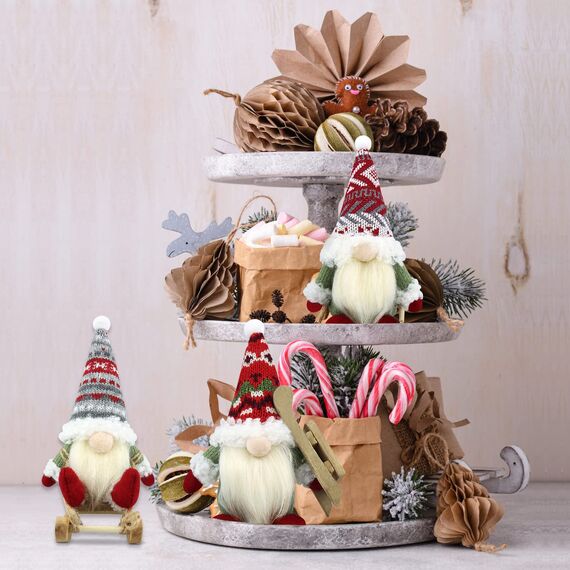 Gehydy Weihnachtswichtel 3er Set Wichtel Figuren Weihnachten Dekoration Weihnachtsdeko Christmas Decorations Wichtel Zubehör für Home Küche Deko