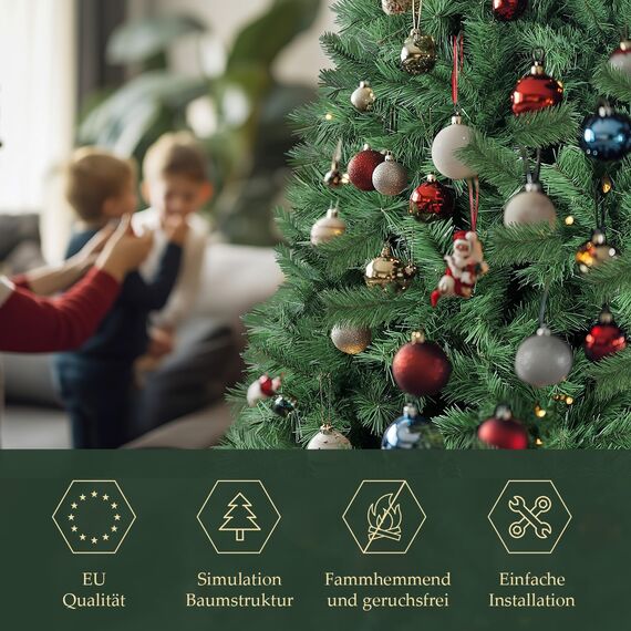 SALCAR 180 cm Künstlicher Weihnachtsbaum, Nordmanntanne, PVC Tannenbaum mit 580 grünen Spitzen, Klapp-Schirmsystem, Ø 98 cm
