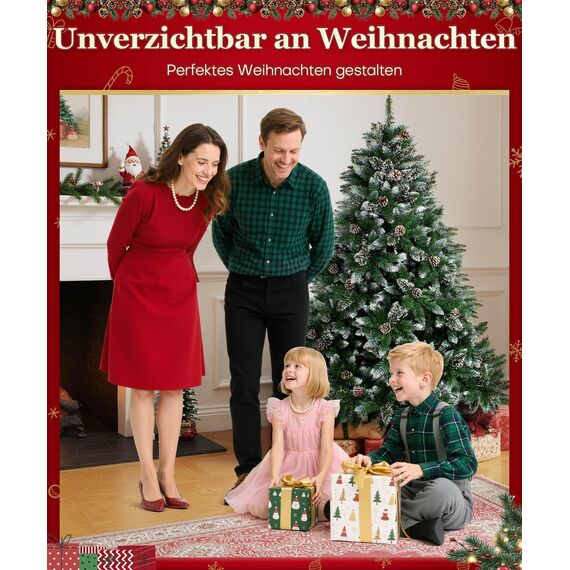Yorbay künstlicher Weihnachtsbaum Tannenbaum mit Ständer 120cm-240cm für Weihnachten-Dekoration Mehrweg (Weihnachtsbaum mit Schnee, 210cm)