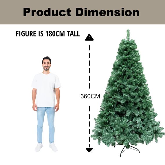 12ft/360cm Künstlichen Weihnachtsbaum Alaskan Pine Grün 2800 Spitzen Xmas Home Dekorationen 3.6m, Metallständer