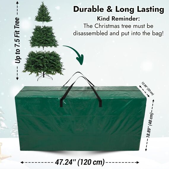 ARSUK Weihnachtsbaum Aufbewahrungstasche, Tannenbaum Tasche bis zu 7ft mit Robusten Verstärkten Griffen und Reißverschluss, Wasserdichtes Weihnachtsbaumhülle