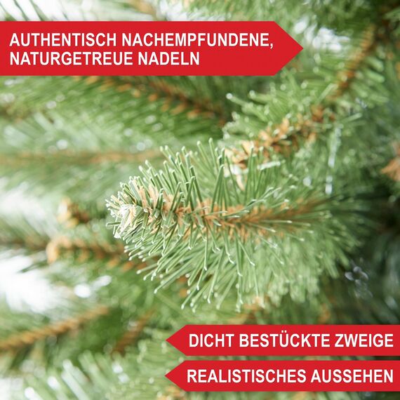 Wolkenland Künstlicher Weihnachtsbaum 180cm, in Premium Qualität - Mit Aufbewahrungstasche und Holzständer – Naturgetreu und mit dicht bestückten Zweigen – Künstliche Weihnachtsbäume