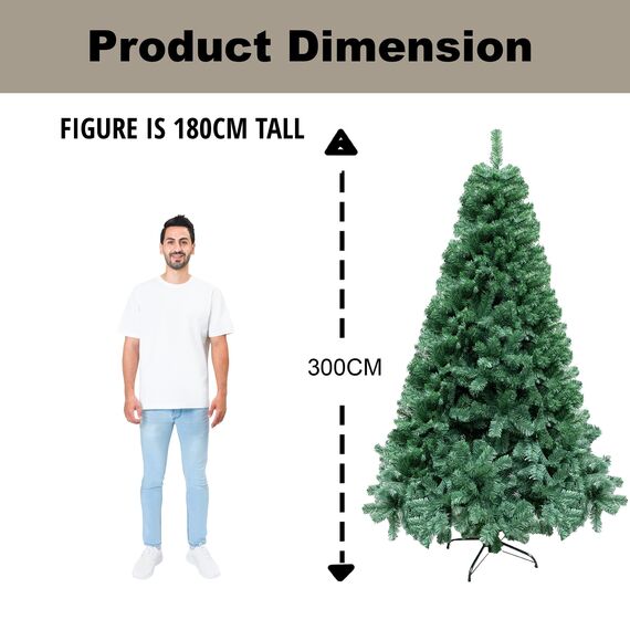10ft/300cm Künstlichen Weihnachtsbaum Alaskan Pine Grün 1800 Spitzen Xmas Home Dekorationen 3m, Metallständer
