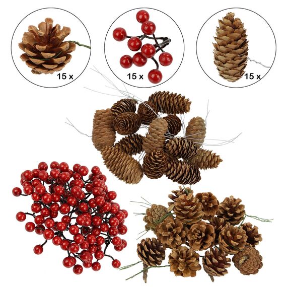 BB Sport Weihnachtsdeko Natur Tischdeko Advent Dekoration Beeren und Tannenzapfen Weihnachtsdekoration Selber Machen Basteln Adventskranz