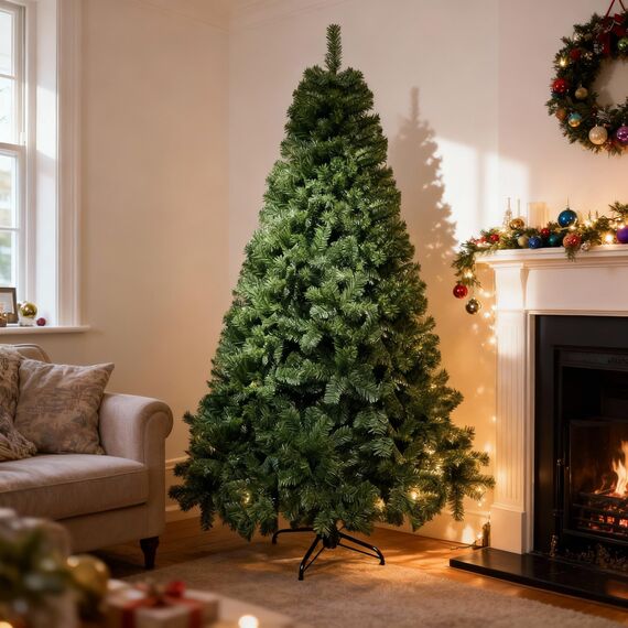 Shatchi 6ft Weihnachtsbaum GRÜN 550 Alaskan Pines Künstlicher Weihnachtsbaum mit Metallständer 180 cm
