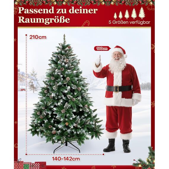 Yorbay künstlicher Weihnachtsbaum Tannenbaum mit Ständer 120cm-240cm für Weihnachten-Dekoration Mehrweg (Weihnachtsbaum mit Schnee, 210cm)