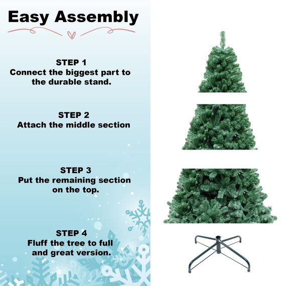 7ft/210cm Künstlichen Weihnachtsbaum Alaskan Pine Grün 800 Spitzen Xmas Home Dekorationen 2,1m, Metallständer