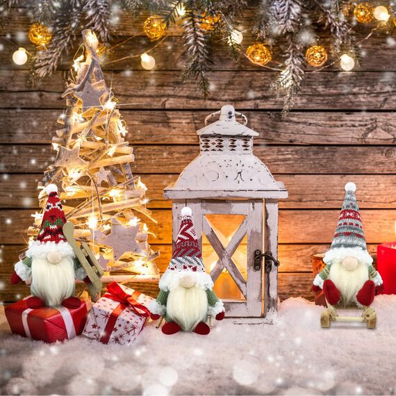 Gehydy Weihnachtswichtel 3er Set Wichtel Figuren Weihnachten Dekoration Weihnachtsdeko Christmas Decorations Wichtel Zubehör für Home Küche Deko