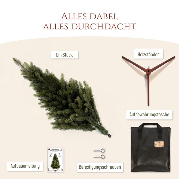 Premium Weihnachtsbaum künstlich 90cm - TESTSIEGER 10 Jahre GARANTIE - Naturgetreu, dichte Zweige, Künstlicher Weihnachtsbaum mit Holzständer, Christmas Tree Tannenbaum künstlich 90 cm Pure Living