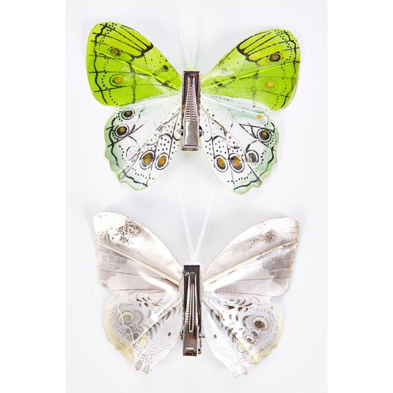 HEITMANN DECO - Schmetterlinge mit Clip zur Befestigung - 10-teiliges Deko-Set in grün, weiß und braun - Verschiedene Größen