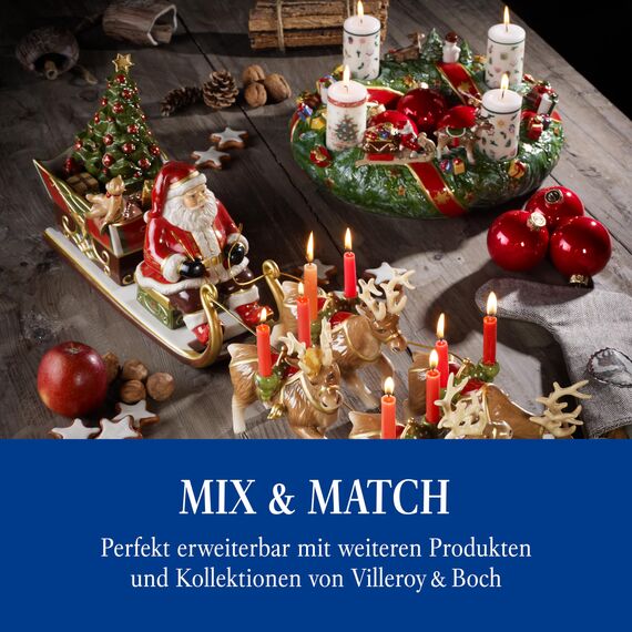 Villeroy & Boch Weihnachts-Spieluhr - Nostalgische Deko mit Santa und Rentieren, perfekt als Kerzenhalter und Porzellanfigur für Festliche Stimmung