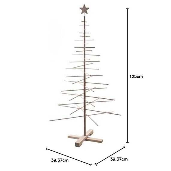 xmas3, Künstlicher Weihnachtsbaum aus echtem Holz. Kräftig, Platzsparend, Nachhaltig und Einfach. Perfekte Weihnachtsbaum Alternative. 100 x 100 x 190 cm, 28 Ästen.