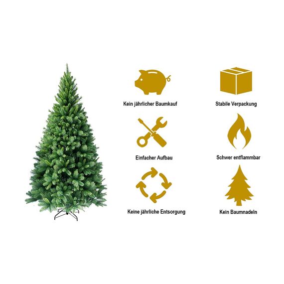 RS Trade 1101 Colorado-Mix 150 cm Weihnachtsbaum PVC künstlich (Ø ca. 91 cm) 620 Spitzen - Schnellaufbau Klapp-Schirmsystem, schwer entflammbar, unechter Tannenbaum inkl. Christbaum Ständer