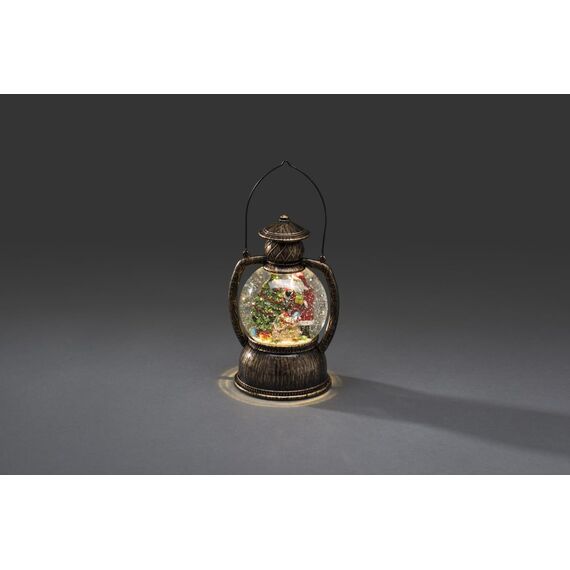 Konstsmide 3497-000 LED Kugellaterne Weihnachtsmann, mit 5h Timer , wassergefüllt, warm weiß, batteriebetrieben, Innen, Weihnachtsmann Szene, Ø 12.7 cm, Bunt