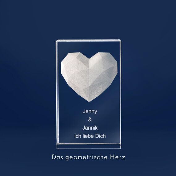LOOXIS Personalisierte 3D Herz-Gravur im Glas – versch. Motive, Namen, Wunsch-Text – Geschenk-Idee zu Weihnachten, Valentinstag, Jahrestag – für Partner/in, Frauen, Männer – M inkl. LED Leuchtsockel