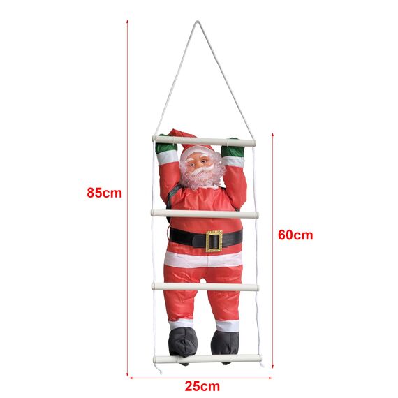 [en.casa] Weihnachtsmann auf Leiter 85cm Weihnachts Deko Weihnachten Figur Nikolaus