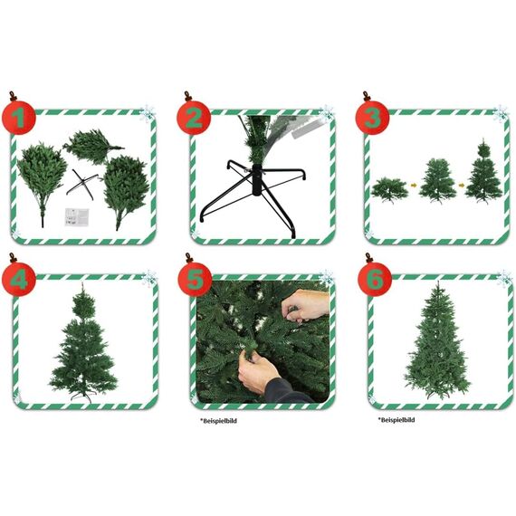 RS Trade 15013 Schneebaum 120 cm Weihnachtsbaum künstlich mit Schnee und Zapfen (Ø ca. 78 cm) ca. 500 Spitzen, schwer entflammbarer Tannenbaum mit Schnellaufbau Klappsystem, inkl. Christbaum Ständer
