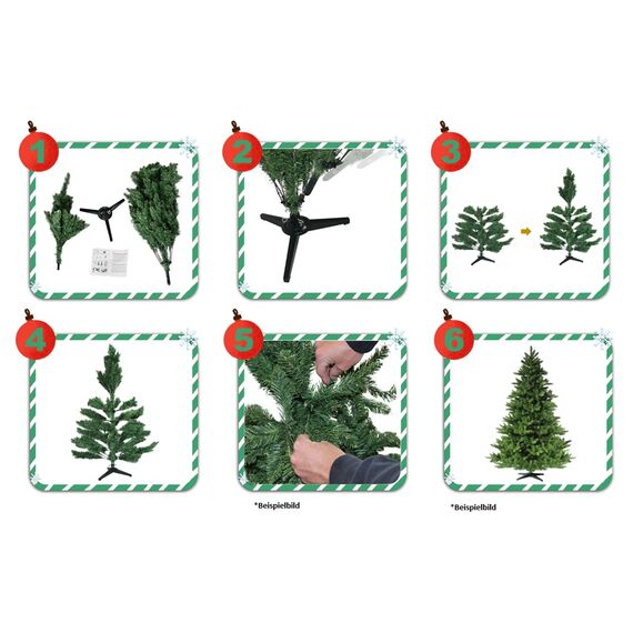 RS Trade 23012 Premium Tanne PE/PVC 120 cm Weihnachtsbaum künstlich (Ø ca.78 cm) ca. 644 Spitzen, Schnellaufbau Klappsystem, Naturgetreue Spritzguss Elemente, Tannenbaum inkl. Christbaum Ständer