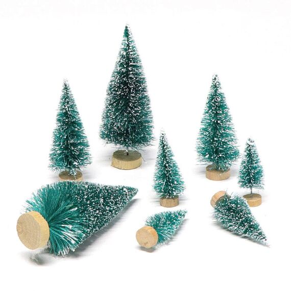 Sunreek 24 Stück künstliche Mini Weihnachten Sisal Schnee Frost Bäume, Kunststoff Winter Schnee Ornamente Bäume