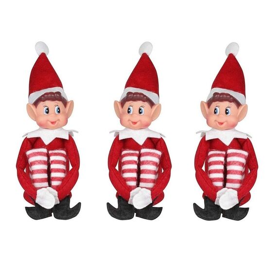 Elves Behavin' Badly Weihnachtself mit 30,5 cm langen Beinen, weiches Vinyl-Gesicht, mit Hut und Etikett (30,5 cm 3 Stück)