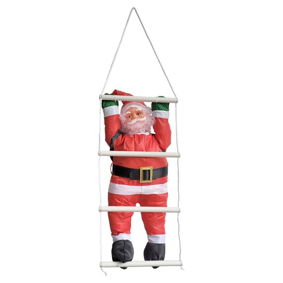 [en.casa] Weihnachtsmann auf Leiter 85cm Weihnachts Deko Weihnachten Figur Nikolaus