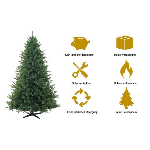 RS Trade HXT 24019 120 cm Pop-Up Schnellaufbau Weihnachtsbaum (Ø ca. 86 cm) mit 979 Spitzen PE/PVC künstlich, schwer entflammbar, unechter Tannenbaum inkl. Christbaum Ständer aus Metall