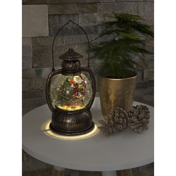 Konstsmide 3497-000 LED Kugellaterne Weihnachtsmann, mit 5h Timer , wassergefüllt, warm weiß, batteriebetrieben, Innen, Weihnachtsmann Szene, Ø 12.7 cm, Bunt