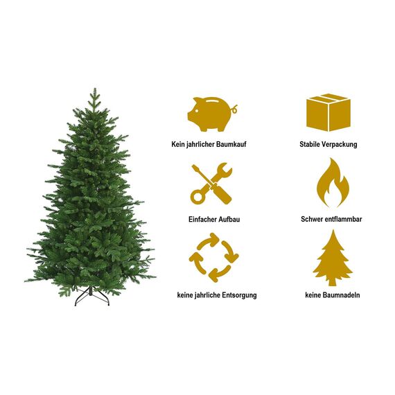 RS Trade 23005 Spessarttanne PE/PVC 240 cm Weihnachtsbaum künstlich (Ø ca.152 cm) 2366 Spitzen, Schnellaufbau Klapp-Schirmsystem, Naturgetreue Spritzguss Elemente, Tannenbaum inkl. Christbaum Ständer