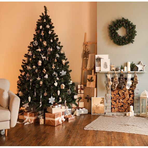 RS Trade 19001 Spessarttanne 100% PVC 120 cm Weihnachtsbaum künstlich (Ø ca. 92 cm) 644 Spitzen und Schnellaufbau Klappsystem, schwer entflammbar, unechter Tannenbaum inkl. Christbaum Ständer