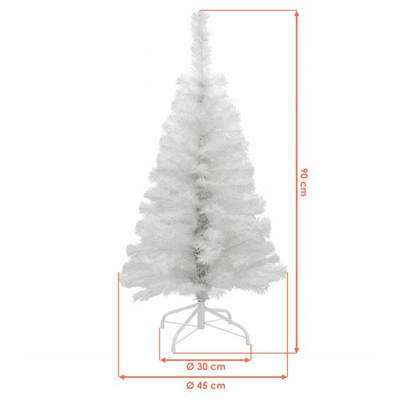 Künstlicher Weihnachtsbaum weiß inklusive Metall Ständer - 90 cm - Kunst Tannenbaum mit Baumständer klappbar - Weihnachtsdeko Christbaum Schneetanne Weihnachtstanne Kunstschnee Tanne unecht