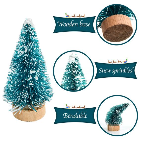 Sunreek 24 Stück künstliche Mini Weihnachten Sisal Schnee Frost Bäume, Kunststoff Winter Schnee Ornamente Bäume