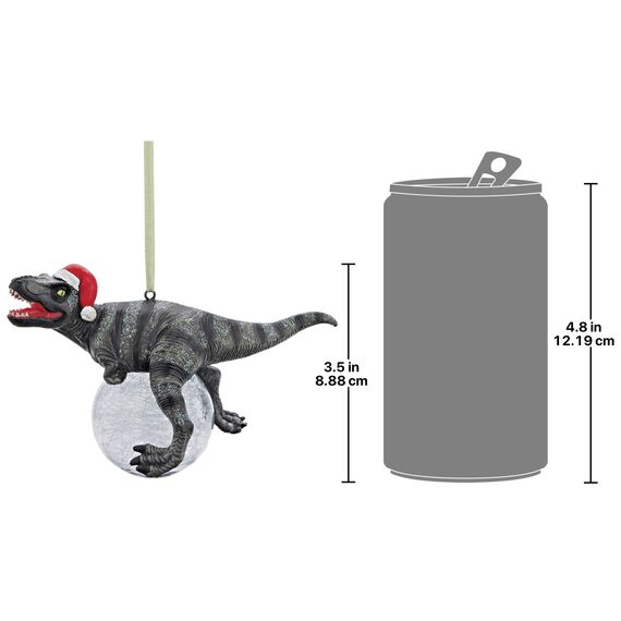 Design Toscano Dinosaurier-Figuren, Weihnachtsbaum Ornament, Blitzer die T Rex mit Sankt-Hut-Feiertags-Verzierung