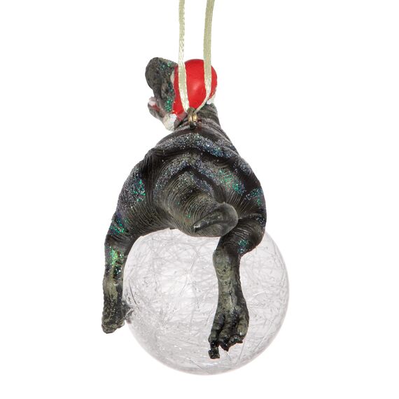 Design Toscano Dinosaurier-Figuren, Weihnachtsbaum Ornament, Blitzer die T Rex mit Sankt-Hut-Feiertags-Verzierung