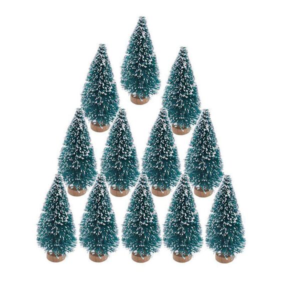Sunreek 24 Stück künstliche Mini Weihnachten Sisal Schnee Frost Bäume, Kunststoff Winter Schnee Ornamente Bäume