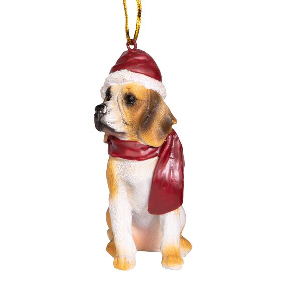 Design Toscano Beagle Festlicher Hund Weihnachtsbaumornament Weihnachtsdeko, Polyresin, vollfarbe, 8 cm