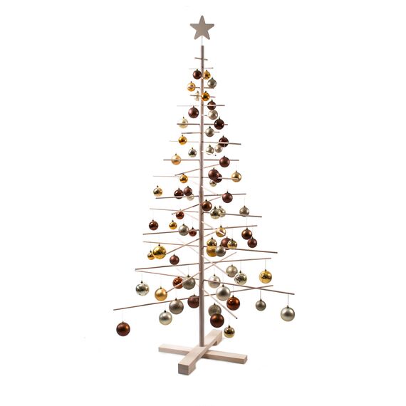 xmas3, Künstlicher Weihnachtsbaum aus echtem Holz. Kräftig, Platzsparend, Nachhaltig und Einfach. Perfekte Weihnachtsbaum Alternative. 100 x 100 x 190 cm, 28 Ästen.