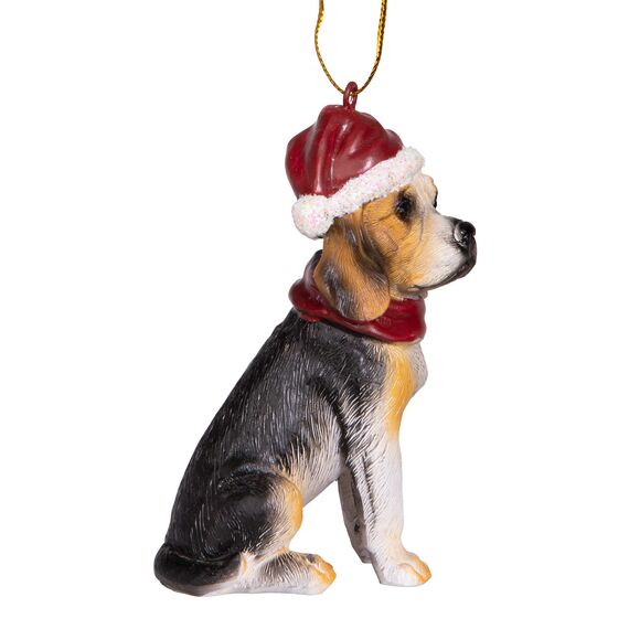 Design Toscano Beagle Festlicher Hund Weihnachtsbaumornament Weihnachtsdeko, Polyresin, vollfarbe, 8 cm