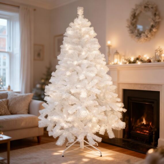 SHATCHI 10ft/300cm Künstlichen Weihnachtsbaum Alaskan Pine Weiß 1800 Spitzen Xmas Home Dekorationen 3m, Metallständer
