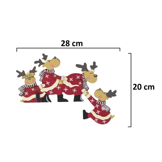 khevga Weihnachtsdeko Purzelnde Elche für Türrahmen-Deko aus Holz (Purzelnde Elche)