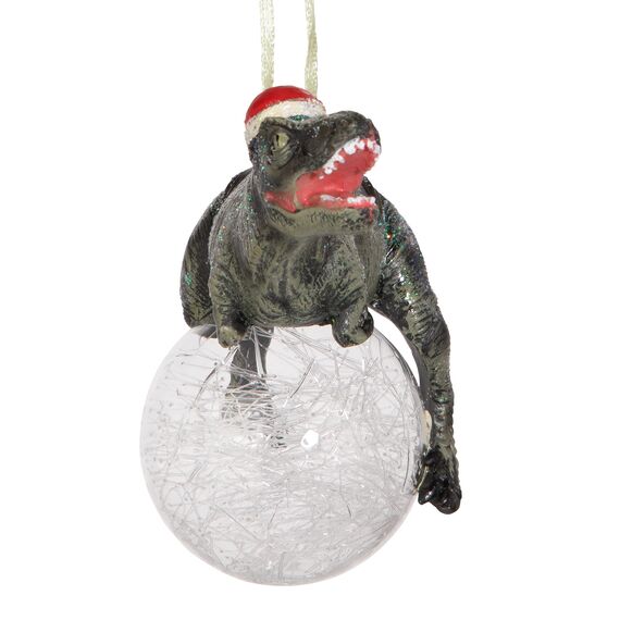 Design Toscano Dinosaurier-Figuren, Weihnachtsbaum Ornament, Blitzer die T Rex mit Sankt-Hut-Feiertags-Verzierung