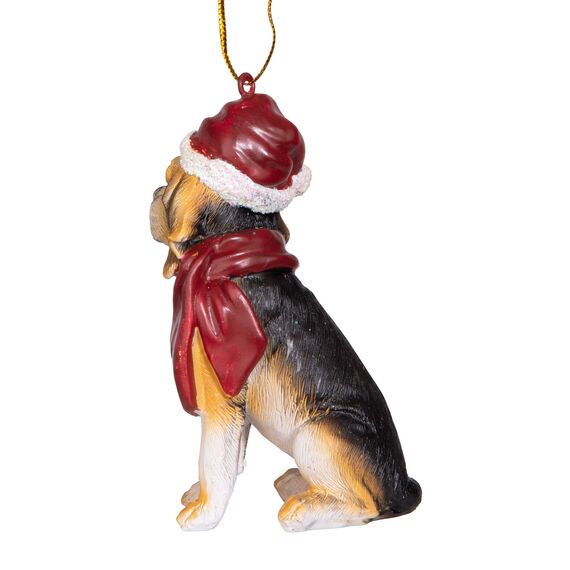 Design Toscano Beagle Festlicher Hund Weihnachtsbaumornament Weihnachtsdeko, Polyresin, vollfarbe, 8 cm