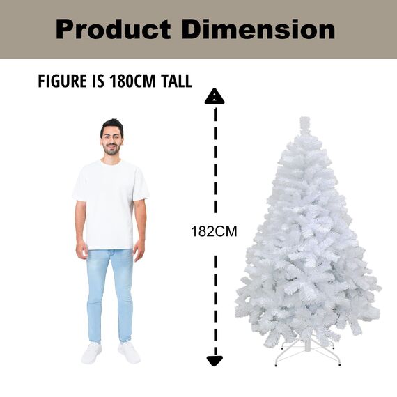 1,8 m Weihnachtsbaum weiß 550 Pines Künstlicher Baum mit Metall Ständer