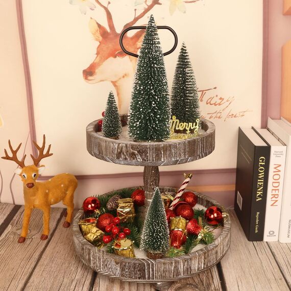 Mini Weihnachtsbaum Künstlicher, 4 Stück Mini Tannenbaum Künstlich mit Schnee-Effek, Weihnachtsdeko Weihnachten Tischdeko DIY Klein Mini Christbaum 10/15/20/25 cm (Grün)