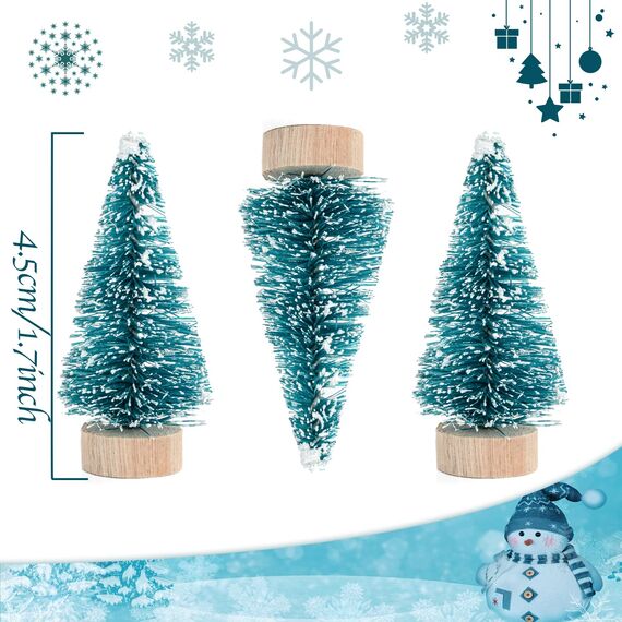 Sunreek 24 Stück künstliche Mini Weihnachten Sisal Schnee Frost Bäume, Kunststoff Winter Schnee Ornamente Bäume