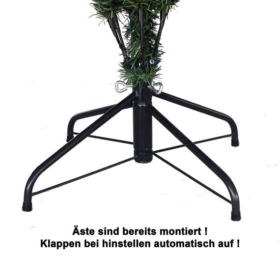 RS Trade 15013 Schneebaum 180 cm Weihnachtsbaum künstlich mit Schnee und Zapfen (Ø ca. 114 cm) ca. 1095 Spitzen, schwer entflammbarer Tannenbaum mit Schnellaufbau Klappsystem, inkl. Christbaum Ständer