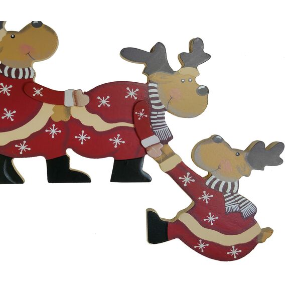 khevga Weihnachtsdeko Purzelnde Elche für Türrahmen-Deko aus Holz (Purzelnde Elche)