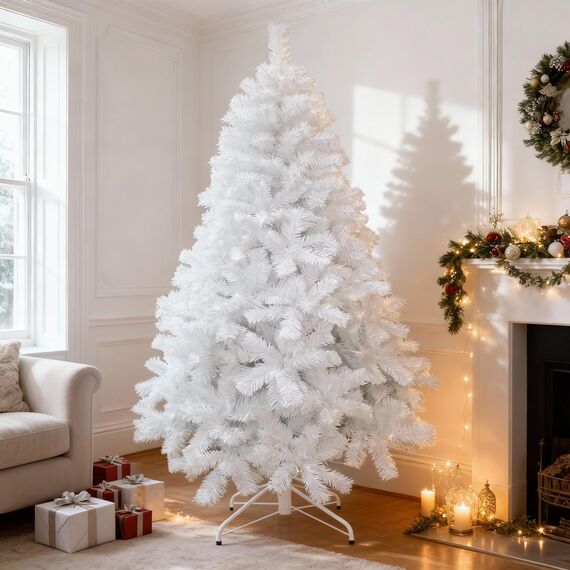 7ft/210cm Künstlichen Weihnachtsbaum Alaskan Pine Weiß 800 Spitzen Xmas Home Dekorationen 2,1m, Metallständer