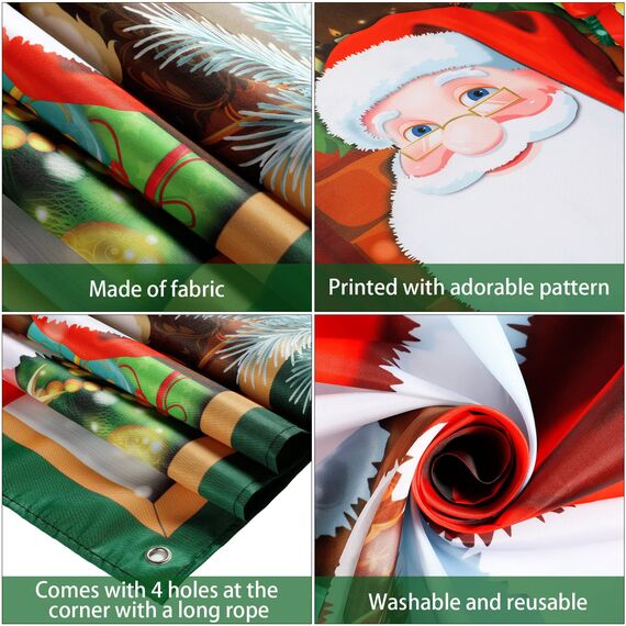 Weihnachten Tür Abdeckung Dekoration Weihnachtsmann Decke Hängen Banner Hintergrund Banner für Feiertag Weihnachten Deko (Rot)
