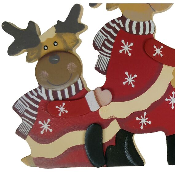 khevga Weihnachtsdeko Purzelnde Elche für Türrahmen-Deko aus Holz (Purzelnde Elche)