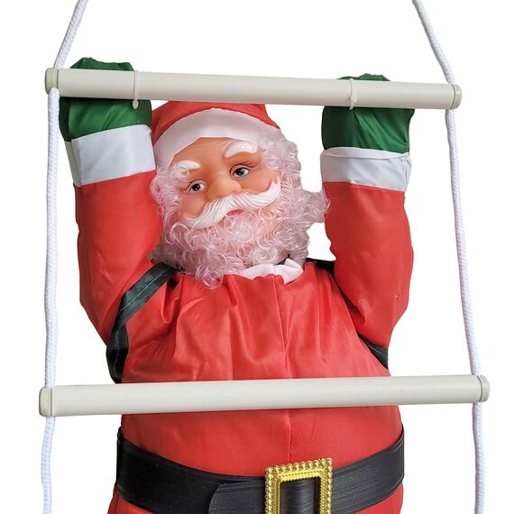 [en.casa] Weihnachtsmann auf Leiter 85cm Weihnachts Deko Weihnachten Figur Nikolaus